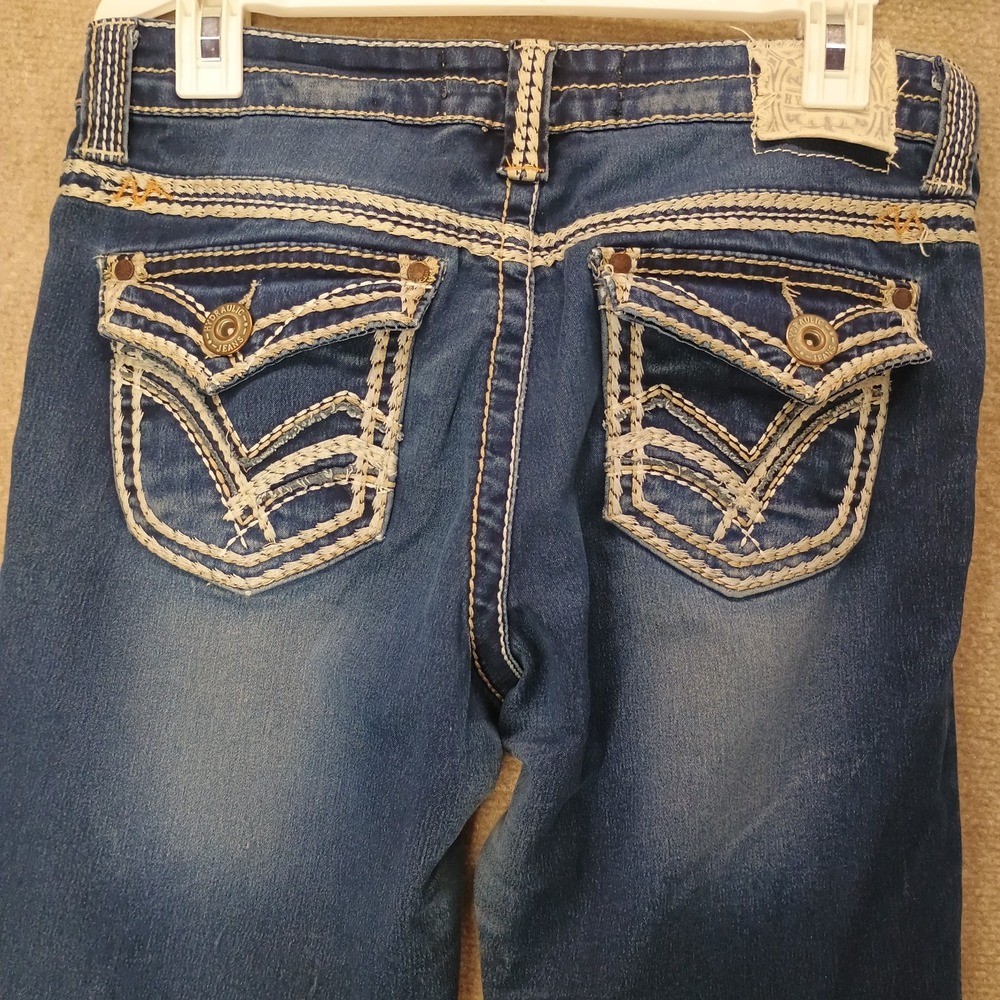 Hydraulic GRAMERCY Women's Size 8 Blue Denim Capris Embroidered Pockets 32x22 - Picture 11 of 14